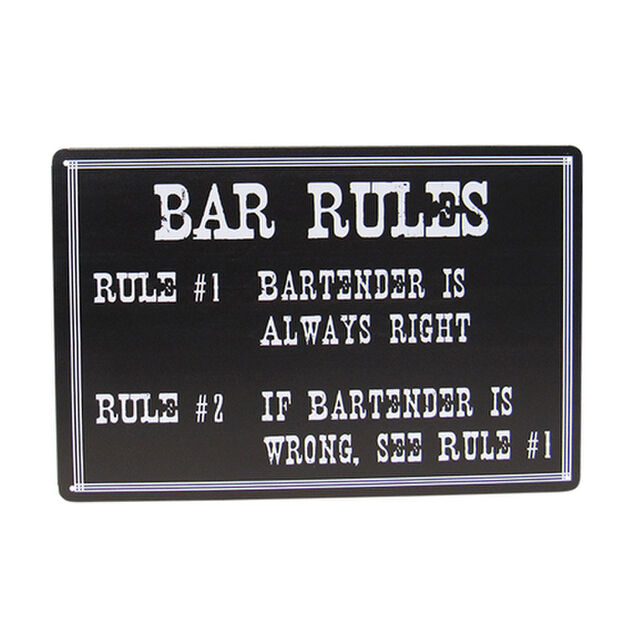 Art TIn - Bar Rules Sign