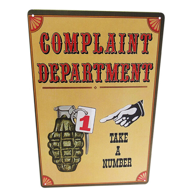 Art Tin Sign - Complaints Department