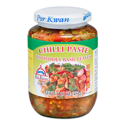 Por Kwan Chili Paste with Holy Basil Leaves 200g