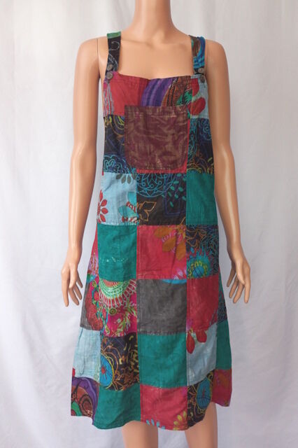 Patchwork Cotton Dungaree Dress