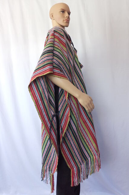 Colourful Stripes Gheri Long Poncho