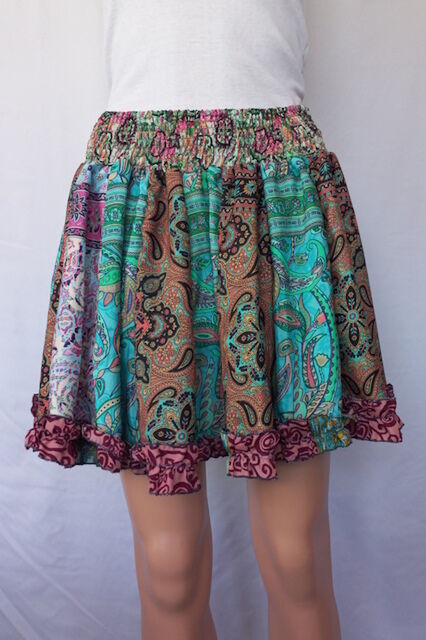 Funky Silk Short Patch Skirt