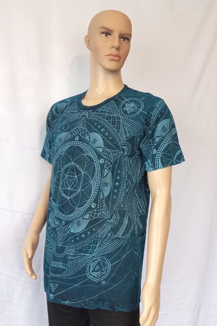 Stonewashed Cotton Hippie Boho Print T Shirt