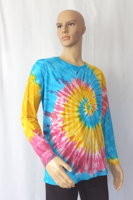 Tie Dyed Cotton Long Sleeved T Shirt