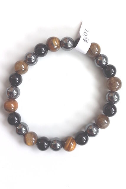 Hematite, Tiger Eye & Obsidian Beads Bracelet