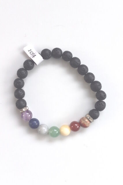 Chakra Stones & Lava Beads Bracelet