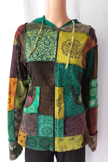 Cotton Patchwork Hoodie Jacket