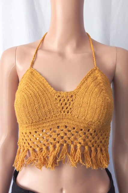 Crochet Cotton Bra Tops with Tassels