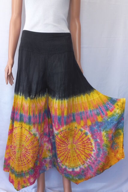 Boho Hippie Tie Dyed Flare Style Cotton Pants