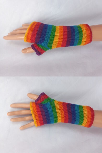 Woollen Rainbow Fingerless Gloves