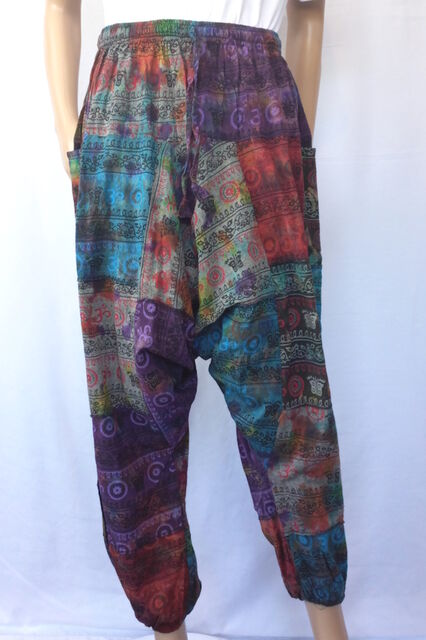 OM Patchwork Cotton Aladdin Pants