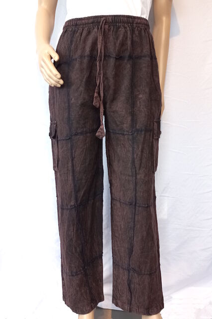 Stonewashed Patchwork Cotton Pants