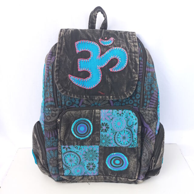 Om Sign Patchwork Cotton Backpack