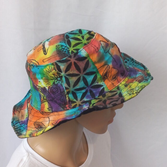 Patchwork Tie Dyed Cotton Sun Hat