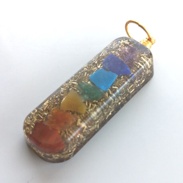 Orgonite Chakra Stone Pendant with Copper