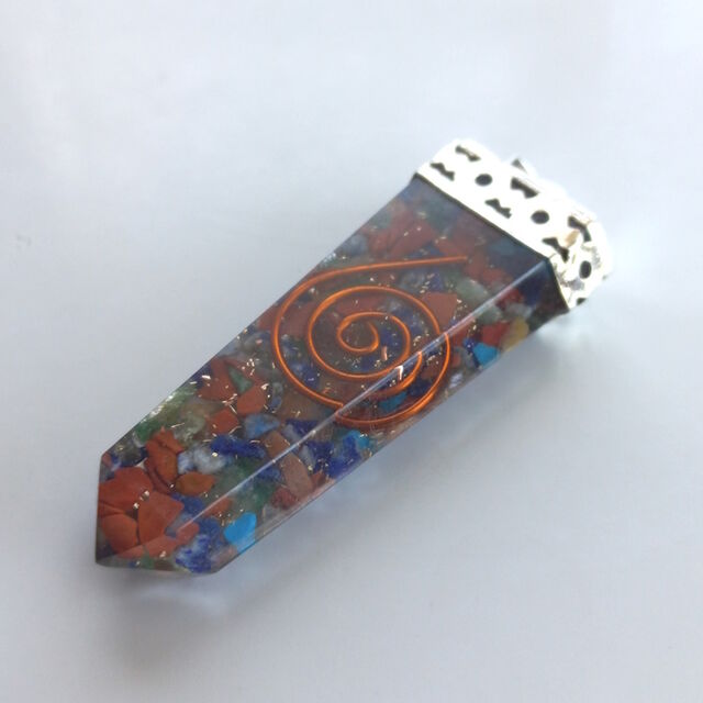 Orgonite Tapered Pendant with Crystals & Copper