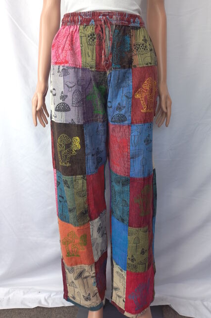 Patchwork Mushroom Cotton Pants