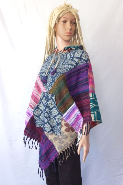 Woollen Patchwork Poncho