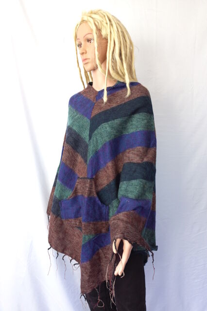 Broad stripes Brushed Poncho