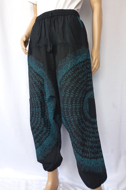 Side Tibetan Print Cotton Pants