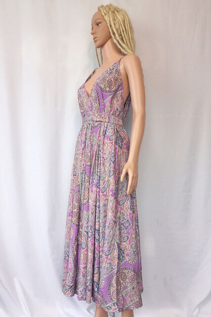 Paisley Print Maxi Silk Dress