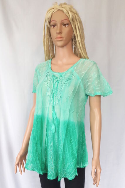 Ombre Tie Dye Cap Sleeve Blouse