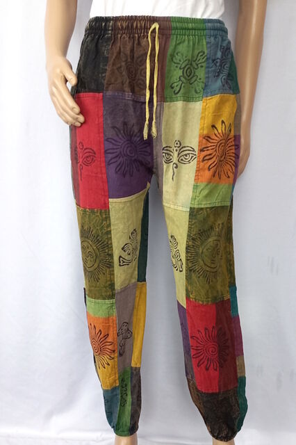 Block Print Patch Cotton Pants