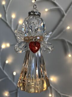 Rainbow Krystal Hanging Angels with Heart | Highland Creations
