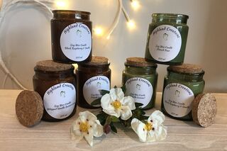 Austin Glass Jar in Green or Amber Glass scented candle with cork lid | Highland Creations