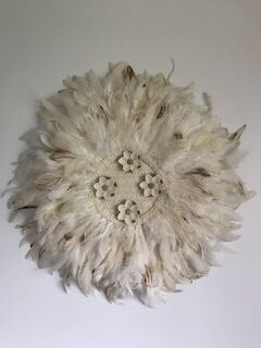 Natural Cream Feather with Floral Centre Wall Decor