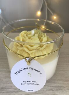 Repurposed Glass Peony Rose Candle