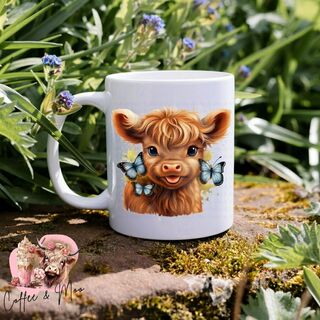Highland Cow With Butterflies Mug Or Tumbler