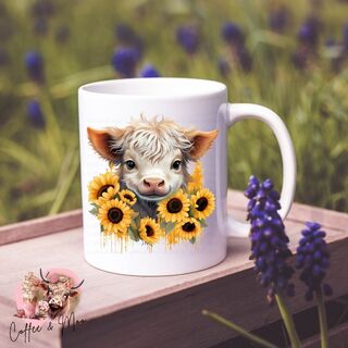 Highland Cow With Sunflowers Mug Or Tumbler