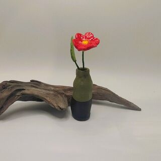 Rustic Bud Vase - Olive/Black