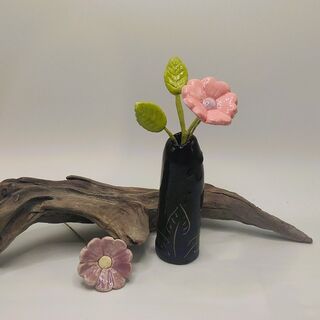 Decorated Bud Vase - Black