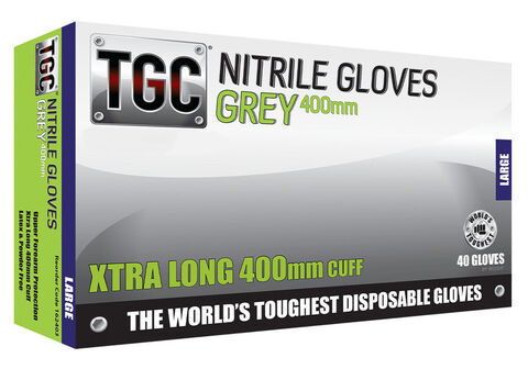 TGC®  Grey Nitrile Disposable Glove - 400mm  Long Cuffs