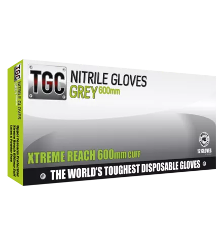 TGC® Grey Nitrile Disposable Gloves  600mm Long Cuffs