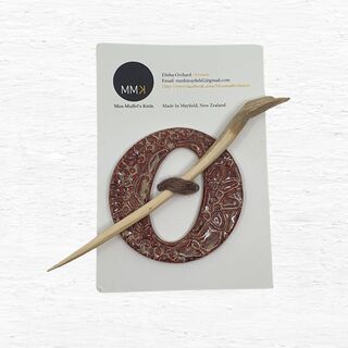Handmade Ceramic Shawl Pin - Rust