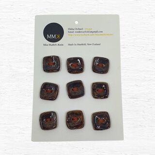 Ceramic Buttons - Set of Nine Square 1.5cm