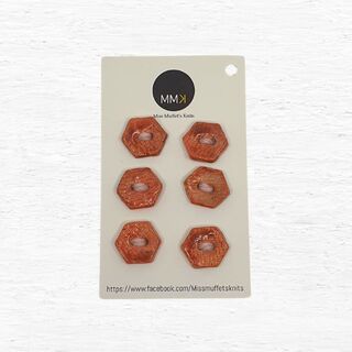 Ceramic Buttons - Set of 6 Hexagon 1.5cm