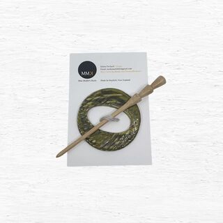 Handmade Ceramic Shawl Pin - Olive Green