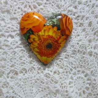 Orange Floral Heart