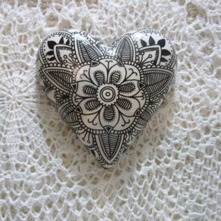 Black and White Mandala Heart