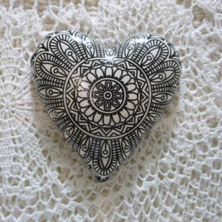 Black and White Mandala Heart