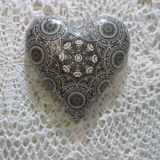 Black and White Mandala Heart