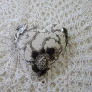 Black and White Poppy Heart