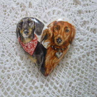 2 Dachshunds Hearts