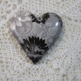 Black and Grey Floral Heart