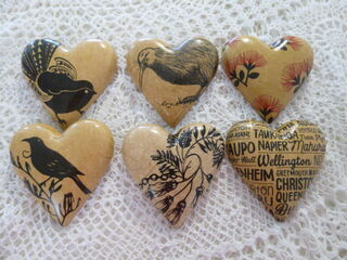 Set of 6 Kiwiana Hearts