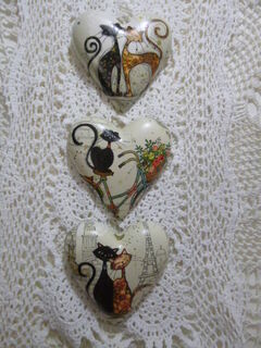 Set of  3 Paris Cat Hearts